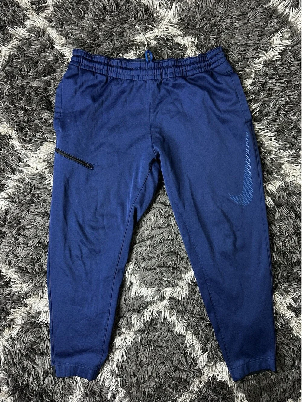 Nike Dri-Fit Fleece Joggers Tapered Track Pants Blue Zipper Pocket Men's XL